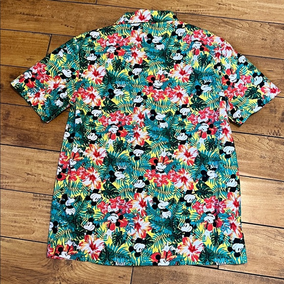 Disney Men's Mickey Mouse Vibrant Floral Hawaiian Button-Down Shirt - Picture 4 of 4